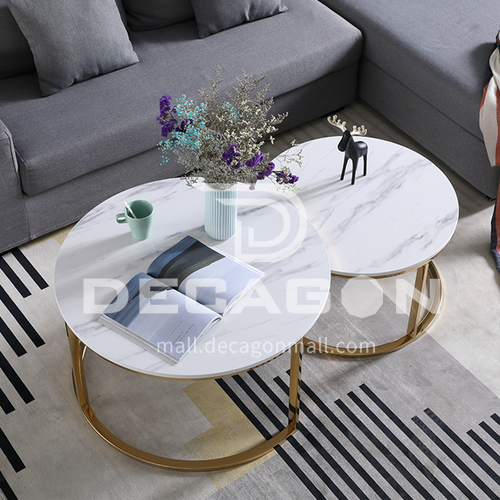 SD-300 Picture-Mother Coffee Table Living Room Marble Countertop Stainless Steel Gilded Coffee Table